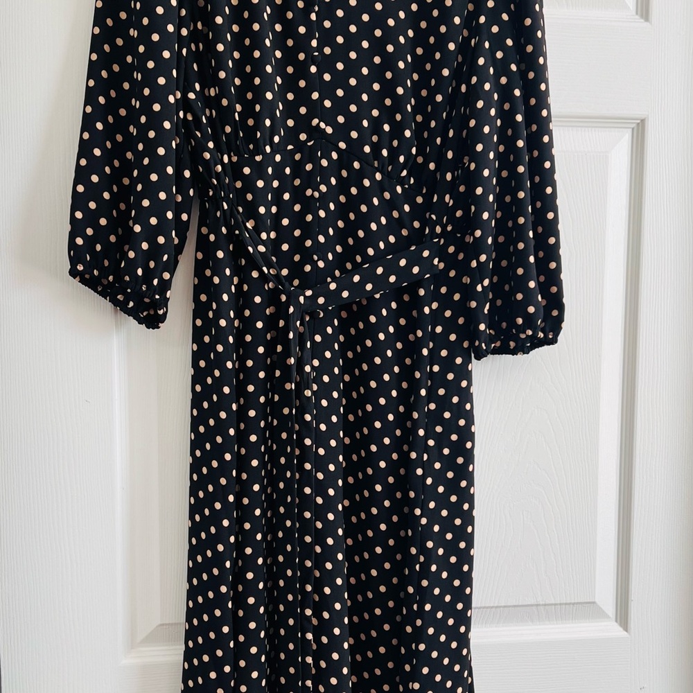 LC Lauren Conrad Black and Cream Polka Dot Dress